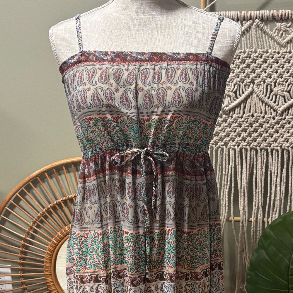 Adjustable waist bohemian dress